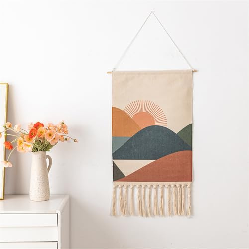 BMIDRUT Tapiz de macramé para colgar en la pared, tapiz bohemio, tapiz artístico para el hogar, apartamento, dormitorio, fondo, 50 x 85 cm