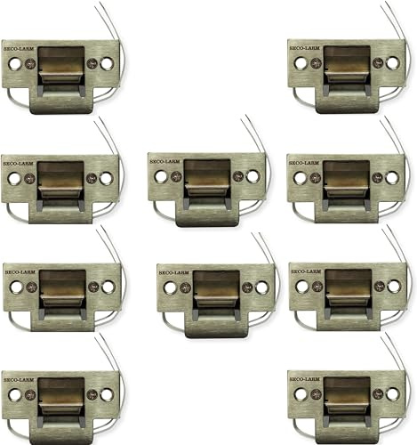 Seco-Larm SD-991A-D1Q Pack of 10 Mini No-Cut Electric Door Strikes; Indoor Use, Converts Cylindrical Lock Sets Into an Electronic Access-Controlled Locking System, Stainless Steel Keeper