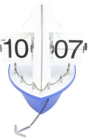 Dpofirs Klappuhr, Vintage-Schreibtischuhr, Retro-Klappuhr, Segelboot-Look, Klapp-Schreibtisch-Regaluhr, Klapp-Digitaluhr, Automatische Klappuhr, Mechanische Uhr für Büro- und