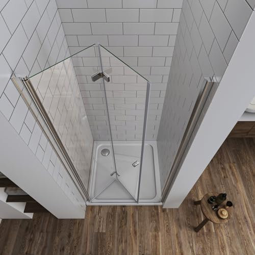 LUXESPIRE Duschtür 75x185cm Platzsparende Duschabtrennung mit 180° Falttür 6mm Sicherheitsglas Einfache Installation Einzelfalttür Duschkabine