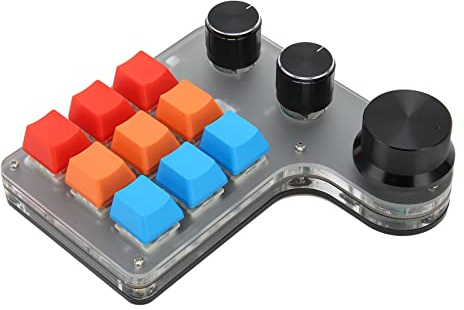 Annadue 9 Keys Programmable Keyboard with 3 Knobs, One Handed Programmable Mechanical Keyboard with USB Bluetooth Dual Mode, Custom Macro Pad for Gaming Office
