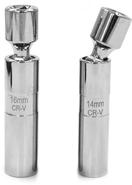 Geoyien Zündkerzenschlüssel 16mm, Zündkerzenschlüssel 14mm, 3/8, 12 Kant, 360° Drehbarer Magnetischer, für Autos, Motorräder (Silber)