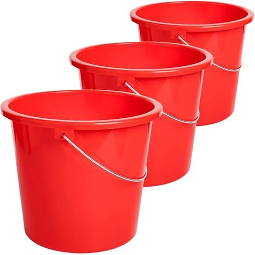 Sustania Eimer Putzeimer 5L 3er Set Plastikeimer in Rot - Robuste, Lebensmittelechte Wassereimer mit Messskala - Langlebige Qualität, Hergestellt in der EU