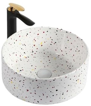 XXAD553TY Lavabo de Pie Lavabo De Encimera De Cerámica Simple Y Moderno Lavabo Redondo Balcón Baño Lavabo Profundo (40 * 40 Cm) Lavabo de Pie Redondo