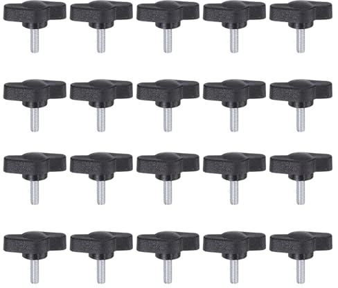 QUARKZMAN 20 Stück Rändelschrauben mit T Flügelknöpfe M4 x 12mm Kunststoff T-Kopf Gewindebolzen Klemmschraube Flügelschraube Haltegriffe 27mm Klemmknopf Daumenschrauben für Maschine, Schwarz