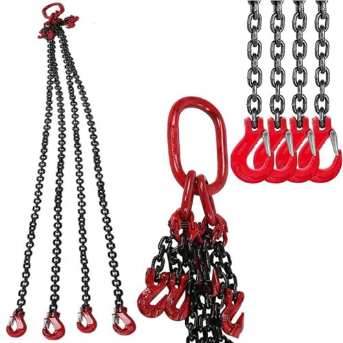 Generisch Kettengehänge 4 Strang Dauerhaft Multifunktional Hebekette 300cm Anschlagketten 8mm Krankette Hohe Festigkeit 4T Transportieren von Lasten,4t,300CM