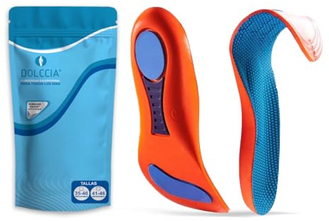 DOLCCIA - Plantillas Ortopédicas para Aliviar Fascitis Plantar, Soporte de Arco para Pie Plano, Absorción de Impacto, Alivio dolor de pie y talón, Plantillas Transpirables Hombres y Mujeres (35-40)