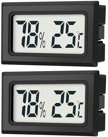 JEDEW Set di 2 mini termometri digitali igrometro interno, misuratore di temperatura e umidità per interni, serra, umidificatore rettile, grande schermo LCD, centigrado ℃ (2)