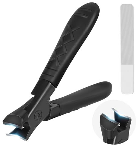 LOPHE Tagliaunghie Professionale, 2 Pcs Tagliaunghie Set, Tagliaunghie per Unghie Piedi con Design Antispruzzo, Taglia Unghie Grande per Uomo Donna Adulto(Manico in rete nera)