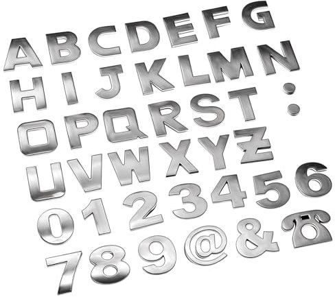 MBAIYO 43Pcs Car Emblem Letters Sticker, 3D Chrome Number Symbol Badge Car Tailgate Letters Self Adhesive Emblems for Cars Trucks Motorcycles