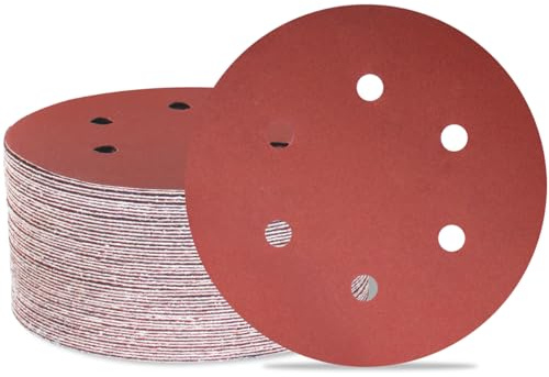 Meccion 50 Dischi Abrasivi 150mm con 6 Fori - Carta Vetrata a Strappo per Smerigliatrice Orbitale - Grana 240