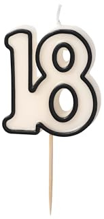 Zahlenkerze 18 – Elegante Geburtstagskerze Volljährigkeit | Kerze Zahl 18 für Torte, Kuchen & Cupcakes – Deko zum 18. Geburtstag für Mädchen & Jungen, schwarz - cremeweiß