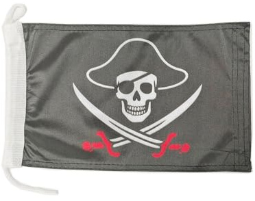 Premium- Piratenflagge Bootsflagge 20 x 30 cm. Stoffgewicht – bedruckt, robust mit Strick und Schlaufe nautisch Flagge von, 20 x 30 cm (Piratenflagge)
