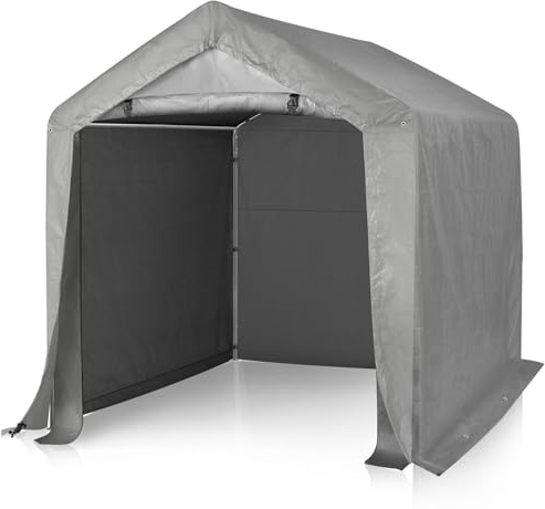 LEADZM Gerätehaus 180 x 180 cm,Wasserdicht & UV-Schutz mit Reißverschlusstür,Garagenzelt für Fahrräder,Gartengeräte & Terrasse,Gartenhaus,Fahrradgarage & Aufbewahrungszelt Grau