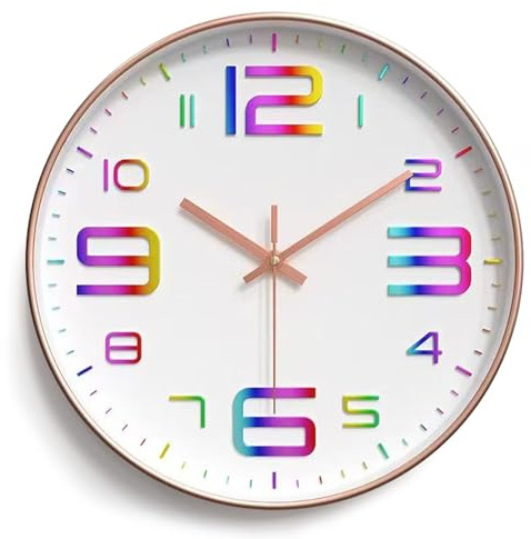 YSWOVUO Orologio da parete 30 cm, silenzioso, con cifre 3D, senza ticchettio, orologio da parete moderno, analogico, facile da leggere, 12 pollici, decorazione silenziosa da parete per soggiorno
