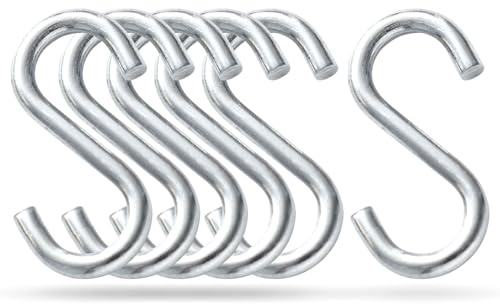 AKH® Heavy Duty Stainless Steel Camping S Hooks | Pack of 6 | Large Awning Tent Hooks for Outdoor Gear, Cookware & Storage – Durable S-Shaped Hanging Hooks for Caravan, Garden, Curtains, Cloths & More