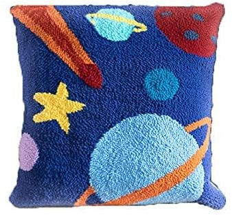 JUYIYUANFUZH Kit De Gancho De Pestillo De CojíN Kit Ganchillo Juego De Cojines De Anudado Planeta Azul En El Espacio Kits De Gancho De Pestillo Para Adultos 43 X 43 Cm