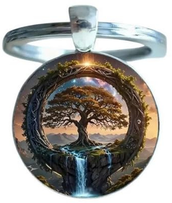 Portachiavi, gioiello da borsa stampato con albero della vita spirituale.