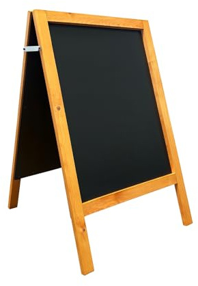 Wooden A Board Pavement Sign | Double Sided Outdoor Chalkboard 100x60cm | 10kg | Heavy Duty Blackboard Sandwich Board for Cafe, Restaurant, Pub or Shop – Mahogany Colour