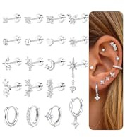 ORAZIO 19 Pcs Helix Piercings Chirurgenstahl Tragus Conch Piercing Ohrringe Gold Creolen Ohrstecker Hypoallergen Goldene Ohrringe Damen Set Piercing Ohr Schmuck