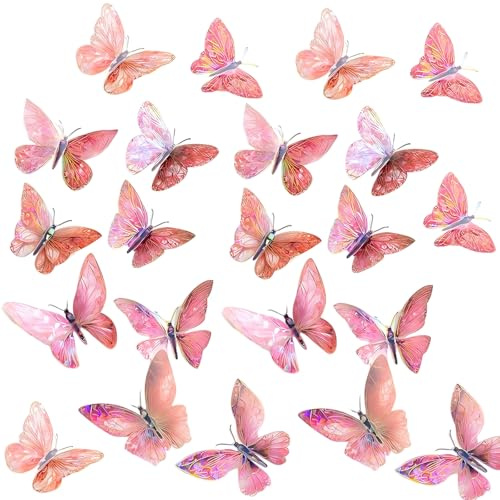 3D Butterfly Wall Decor,60PCS Removable PET Butterfly Stickers,Cute Creative Home Accessories,Multi-Size DIY Wall Art Decal for Kids Bedroom,Nursery,Classroom,Wedding & Birthday Party Decoration