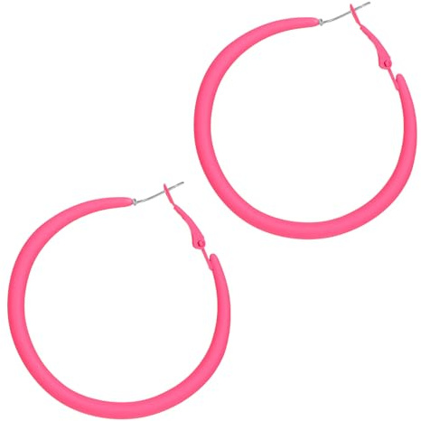 Neon Creolen Ohrringe für Damen, Große Runde Creolen im Retro 80er 90er Stil, Leichte Legierungsstahl Ohrringe für Party Hochzeit und Alltag