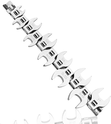CZMTBO 11 PCS Crows Foot Spanner Set, 3/8 Drive Imperial Sizes Crow Foot Wrench Set Open End Sizes 3/8 to 1 for Mechanics Automotive Repair Work