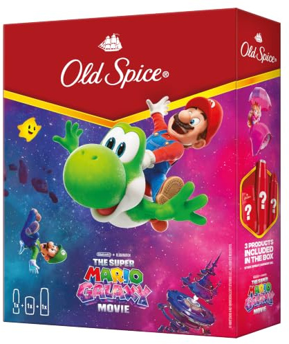 Old Spice Super Mario Galaxy film presentset med deodorant, deodorantspray och duschgel, 24/7 ätshh med daglig användning