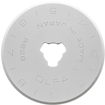 OLFA 28mm Rotary Cutter Replacement Blades, 5 Blades (RB28-5) - Tungsten Steel Circular Rotary Fabric Cutter Blade for Quilting, Sewing, Crafts, and Scrapbooking Fits Most 28mm Rotary Cutters