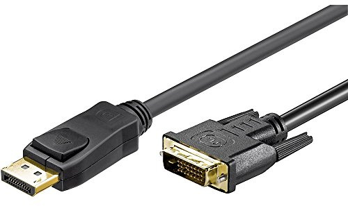 Goobay 51961 Câble Adaptateur DisplayPort/DVI-D 1.2, Doré, Noir, 2m Longueur de Câble