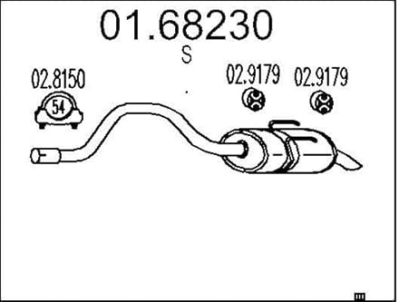 MTS Silencieux intermédiaire/arrière Pot Silencieux Longueur: 1170mm 01.68230 Compatible avec RENAULT Espace III JE, JE0
