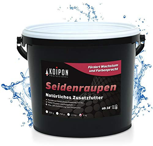 KOIPON Seidenraupen 3 kg getrocknet, Naturfutter ergänzend zu Koifutter für japanische Koi & Goldfische, Fischfutter, Leckerli zur Handfütterung
