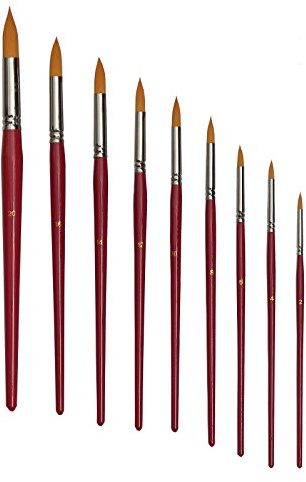 9 Künstlerpinsel Set Spitzpinsel spitz Pinsel Pinselset Acrylfarben Aquarellfarben für Acrylpinsel Aquarellpinsel