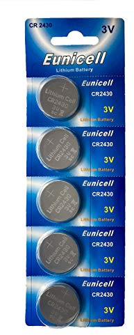 EUNICELL CR2430 DL2430 BR2430 3V 270 mAh, 5 Stück für Schlüssel & Uhren | 5 EUNICELL CR2430 Lithium-Knopfzellen mit 3V und 270 mAh für kompatible Autoschlüssel, Uhren, Rechner und Sensoren.