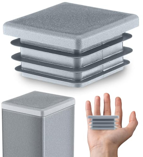 EMFA Lamellenstopfen 60x60 mm Grau – Kunststoff Vierkantstopfen für Vierkantrohre | Endkappen zur Rohrabdeckung - 1 Stück
