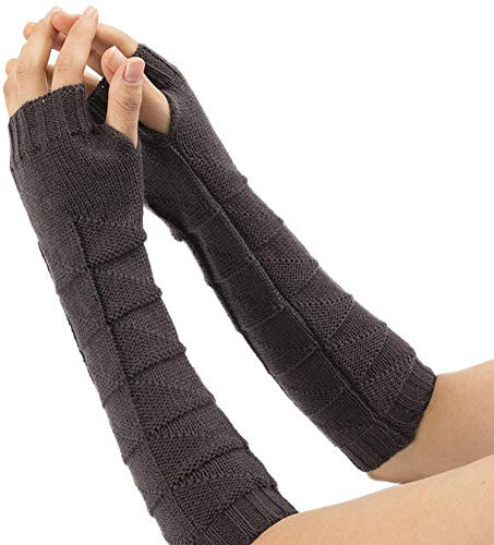 Amorar Armstulpen Winter Fingerlose Handschuhe Damen Gestrickte Armwärmer Stulpen lang Handstulpen Fausthandschuhe Pulswärmer