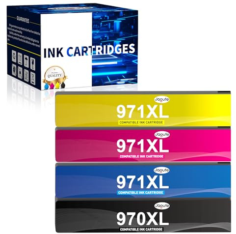 Jagute 970XL 971XL Tintenpatrone kompatibel für HP 970 Druckerpatronen für HP 971 Patronen Ersatz für HP Officejet Pro X476dw X576dw X451dw X551dw Patronen (Pack of 4)