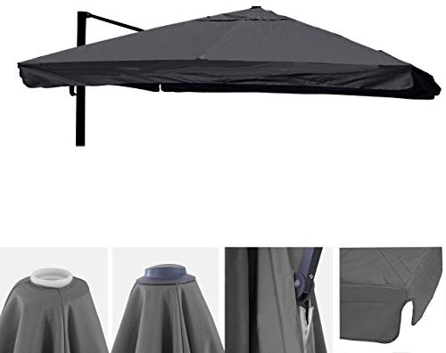 Mendler Ersatz-Bezug Luxus-Ampelschirm HWC-A96 mit Flap 3x4m - anthrazit | Sonnenschirmbezug, (Ø5m), Polyester, 4kg