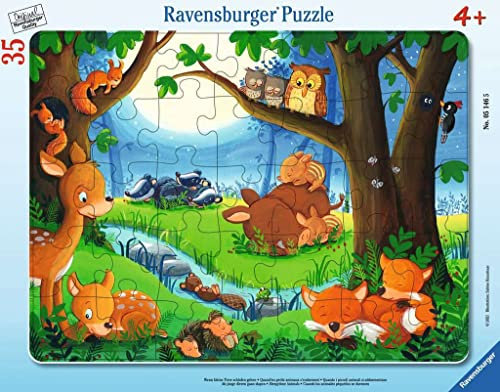 Ravensburger Kinderpuzzle - 05146 Wenn kleine Tiere schlafen gehen - Rahmenpuzzle für Kinder ab 3 Jahren, mit 35 Teilen