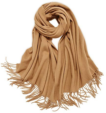 LumiSyne Winter Senior Kaschmir Schal Für Damen Warme Pashmina Einfarbige Schals Mit Quasten Unifarben Tücher Weiche Wolle Langer Verdickter Stolen