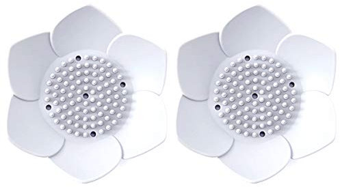 Japanische Blumen-Seifenschale aus Silikon - Packung mit 2 Seifenhaltern (weiß)