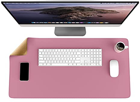CSL - Kork und Leder Schreibtischunterlage - XXL Mauspad - 800x400mm – Oberseite PU Leder- Unterseite Kork – umweltfreundliche ECO Schreibtischmatte - Tischunterlage – für Büro u Zuhause - Rosa
