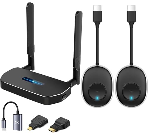 Wireless Hdmi Transmitter and Receiver 4k Kit.One Receiver and Two Transmitter Packages,Switch at Will,Matching Distance 50M VGA Dual Screen Casting Video Audio from PC/Laptop/TikTok to Monitor