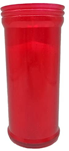 Acan Tradineur - Vela de Santo, velón litúrgico de parafina y Cera Vegetal, decoración de Iglesias, cementerios, tumbas (Rojo, 13,5 cm)