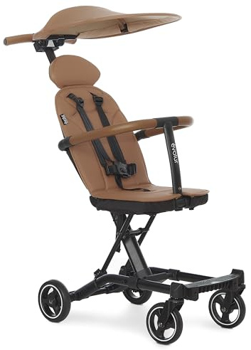 Evolur Cruise Rider Stroller with Canopy, Lightweight Umbrella Stroller with Compact Fold, Easy to Carry Travel Stroller - Cognac