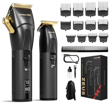 SUPRENT® Tagliacapelli Uomo Professionale, tagliacapelli da barbiere ricaricabile USB-C e tagliacapelli a T con tecnologia 5V-Boost, tagliacapelli a batteria, display a LED Regali