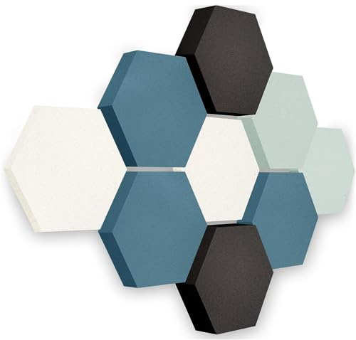 platino24 Akustikpaneele 9 Elemente Edition LOFT 3D I Ø 300mm Akustikplatten Schalldämmung Wand & Decke I Akustikschaum Schall-Absorber aus Basotect 30-70mm mit farbiger Akustikbeschichtung