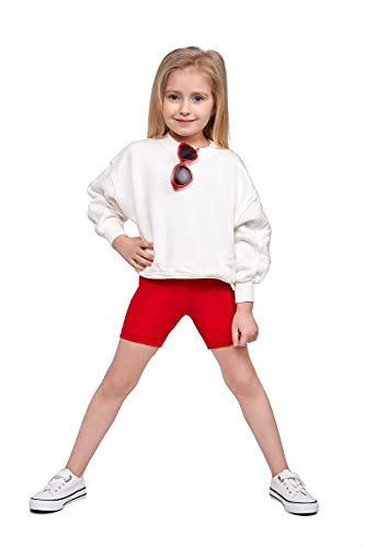 hi!mom School Short Leggings for Girls Cotton Rich 1/2 Length Shorts for School Uniform I Over-Knee Baby Kids Cotton Legggings Dancing School Elastic Soft Short Pants, 2-13 Years