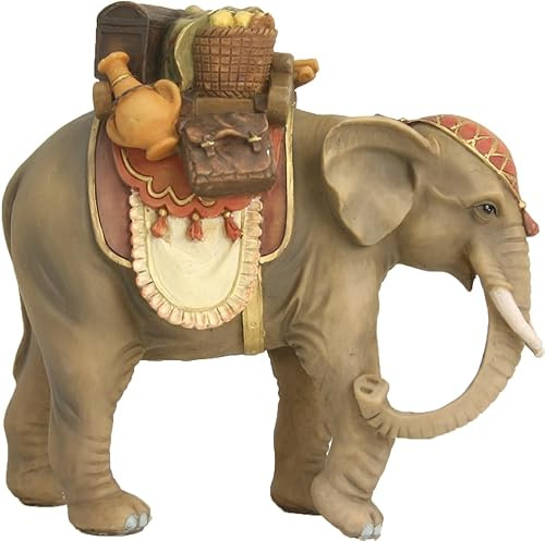 FADEDA Elefant mit Gepäck/Höhe:16 cm/handbemalt/detailgetreue Krippen Figuren - Weihnachten Tisch Dekoration Krippe Zubehör