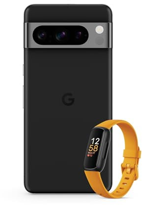 Google Pixel 8 Pro - Smartphone Android Libre con Lente teleobjetivo - Obsidiana, 512GB + Fitbit Inspire 3, la Pulsera de Salud y Actividad física con hasta 10 días de batería - Amarillo Ocre